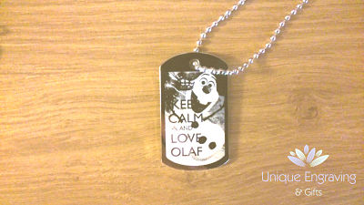 Unique Text Engraved Disney Olaf Frozen ID Tag